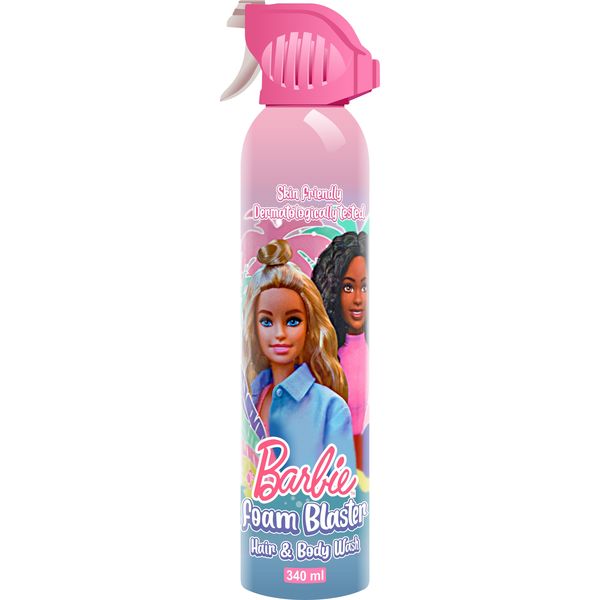 BARBIE By Mattel Foam Blaster Hair &amp; Body Wash 340ml Kids Bath Fun Foam