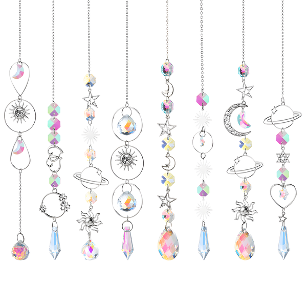 Sun Catcher Crystals Window, Diy Adults Girls Wind Chime Wall Art 8 Pieces