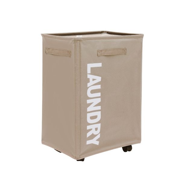 Oxford Cloth Laundry Basket with Wheels 65L
