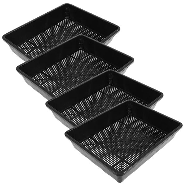 Garden Seedling Starter Nursery Square Tray Germination Sprout 4 Set 43cm