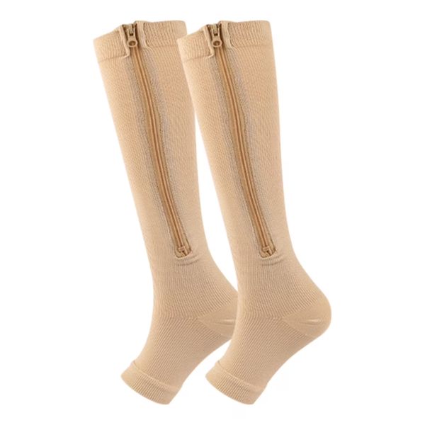 Compression Socks 20-30 mmHg Knee High Open Toe Dot-Top Packof1