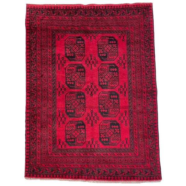 Handmade Red Afghan Area Rug - 200 x 146 cm