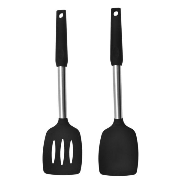 2 piece Silicone Spatula Non-Stick Frying Spatula Slotted High-Temperature