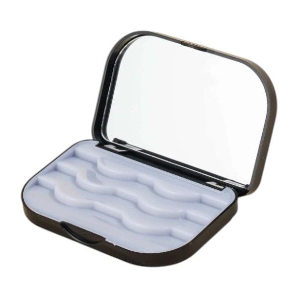 Portable Eyelash Storage Case With Mirror - Black