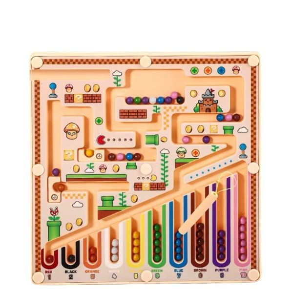 Magnetic Maze and Bead Toy Board - Educational Game with Magnetic Beads