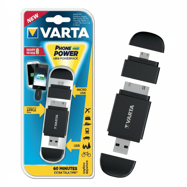 Varta Mini Powerbank Charger 400mAh for Micro USB &amp; Apple Devices
