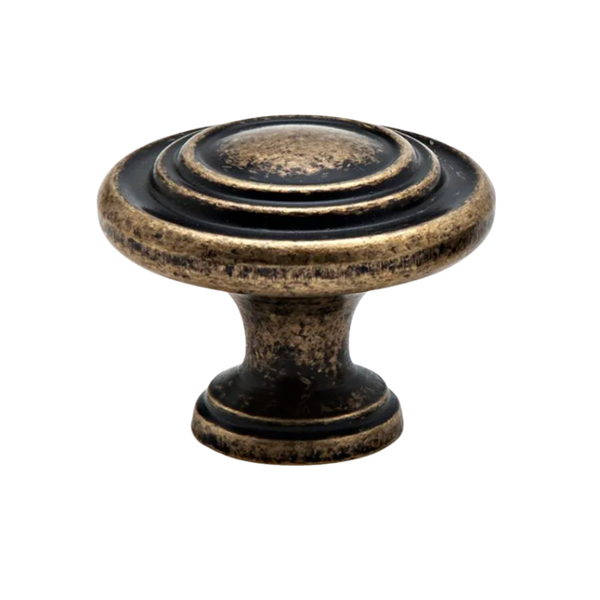 Double Scroll Knob, Antique Brass, 32mm - 6 Pack