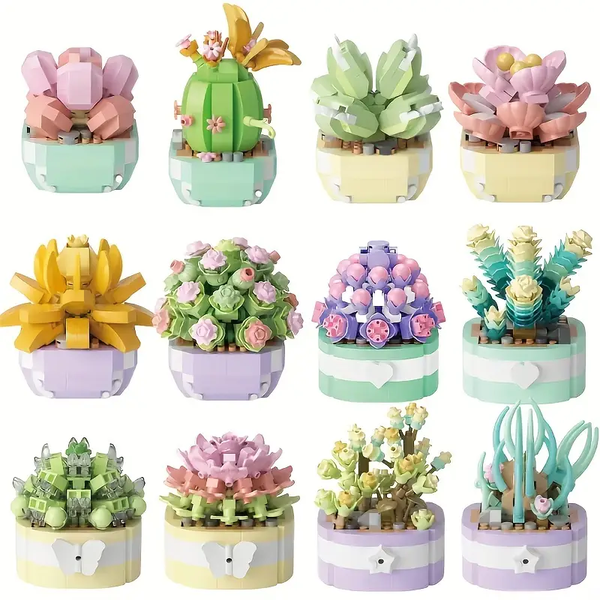 Creative Potted Succulent Building Blocks -12 Piece Set - 3444 Pieces