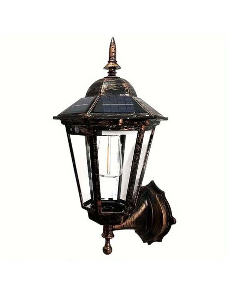 Solar Energy Archaic Waterproof Wall Lamp hel-868 black
