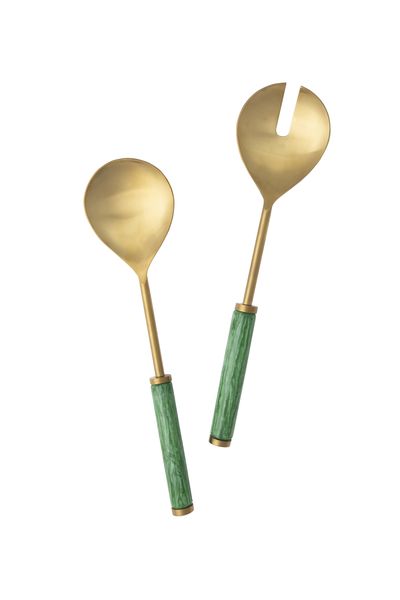 Nicolson Russell Goa Salad Server 2pc Set Green and Gold