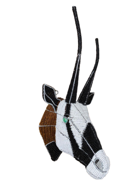 African Beaded Oryx Head Wall Art Large - Handmade