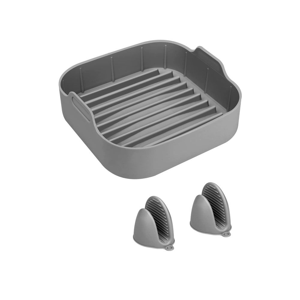 Air Fryer Silicone Pot Reusable Air Fryers Oven Basket Pan with Mitts ...