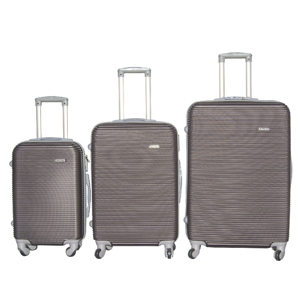 Durable Brown ABS Luggage Set - 3 Piece, Spinner Wheels, Telescopic Handles