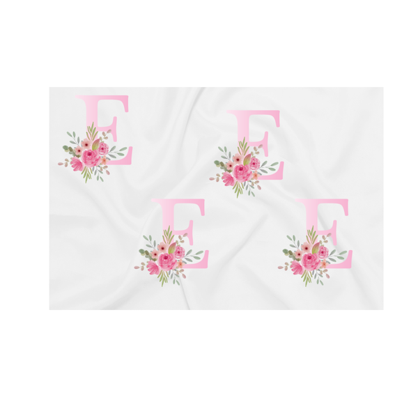 Baby Blanket - Pink Flowers - Letter E