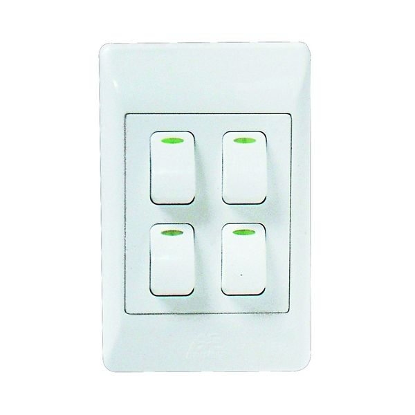 ACDC - 4-Lever 1-Way Switch 2x4 C/W White Cover Plate