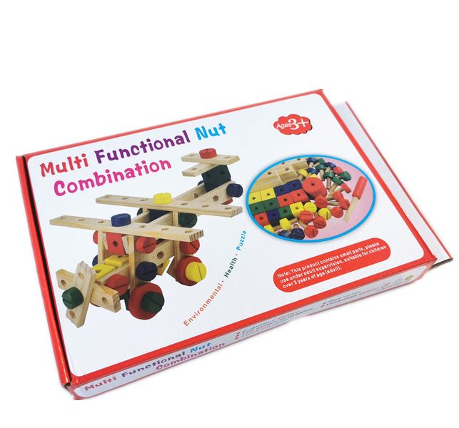 Nut Combination Wooden Toy Educational Nuts &amp; Bolts Block Assemble Model