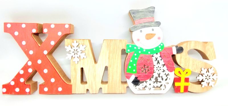 Xmas Block Decoration with Light-Snowman