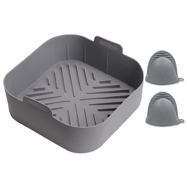 Reusable Silicone Air Fryer Liner Square with Silicone Oven Finger Mitts