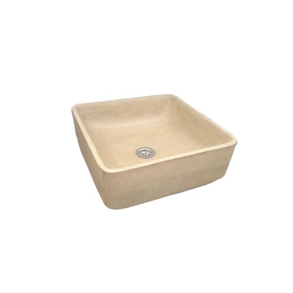 Square Bespoke Concrete Butler Basin/Sink - Sandstone - 36 x 36 x 12cm