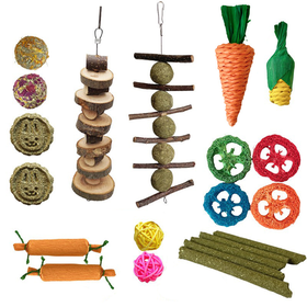 21 Pcs Rabbit Chew Toys,Hamster Toys,Small Pet Chew Toys Bunny Teeth