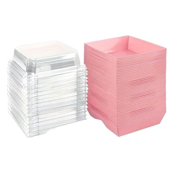 10-Pack Pink Square Cake Boxes - For Basque, Sandwiches &amp; 4" Tiramisu