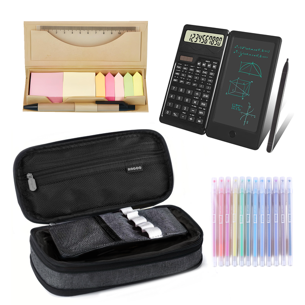 15 PCS Pencil Pouch Pen Bag Set Calculator Work Set Portable Gift