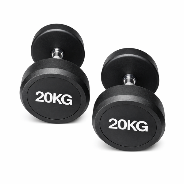 Premium 20kg Rubber Coated Round Dumbbell Set Pair