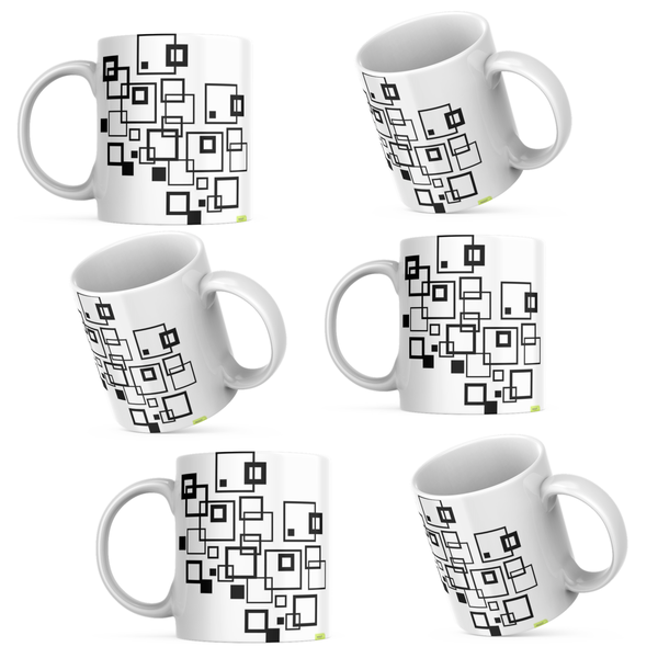 Black Blocks - Printed Coffee Mugs 6 Pack