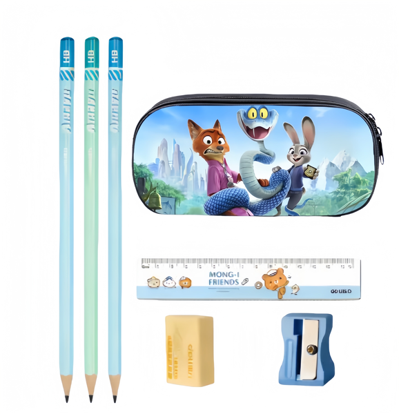 Kids Cartoon Pencil Case Large Capacity Zippered Pen Bag School Supplies