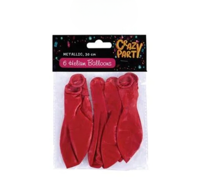 Vibrant Red Helium Balloons (6 pcs) - Party Decor
