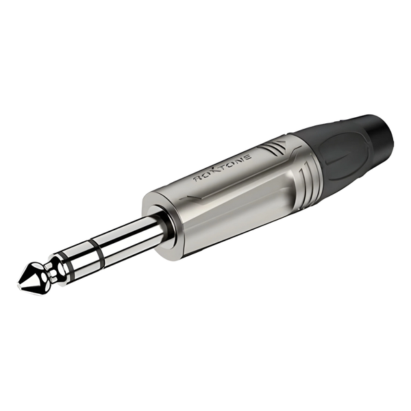 Roxtone RJ3P-NN 6.3mm TRS Stereo Jack Plug - Nickel Housing &amp; Contacts