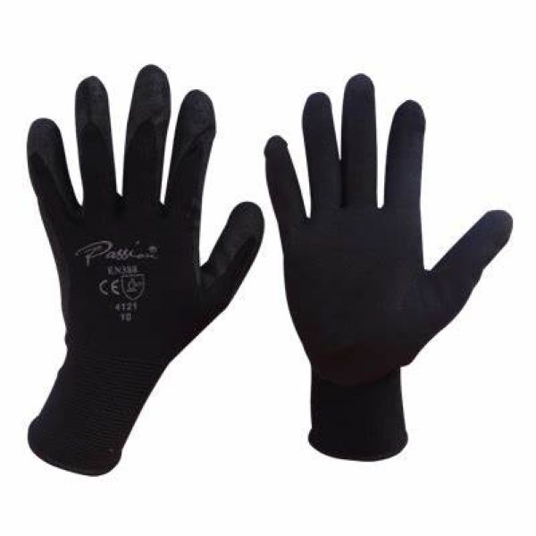 Passion Black Nitrile Coated Sandy Finish Gloves | 12 pack