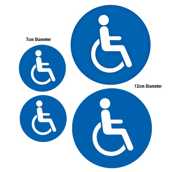Disabled Sign / Wheelchair - Vinyl Sticker - 4 piece