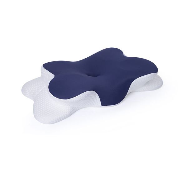 Blue Cotton Memory Foam Neck Pillow- Ergonomic Support for Neck &amp; Shoulders