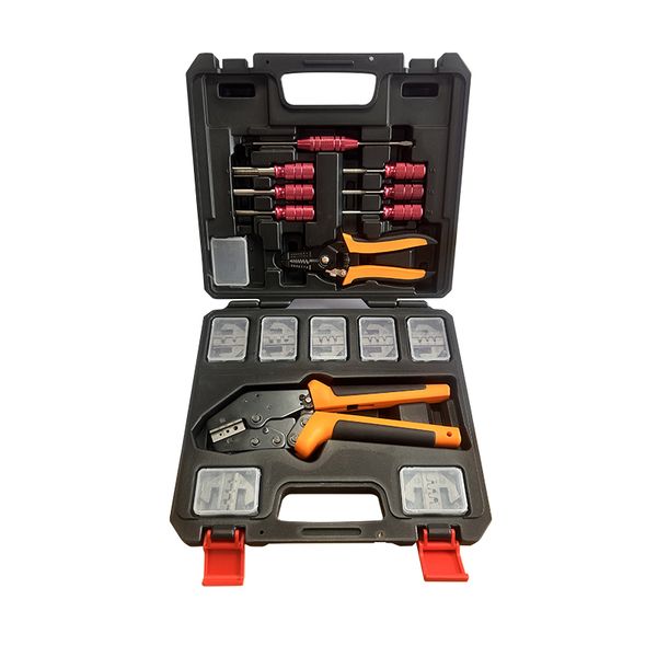 Deutsch Extraction &amp; Terminal Crimping Tool Kit, Changeable Heads, 25 Piece