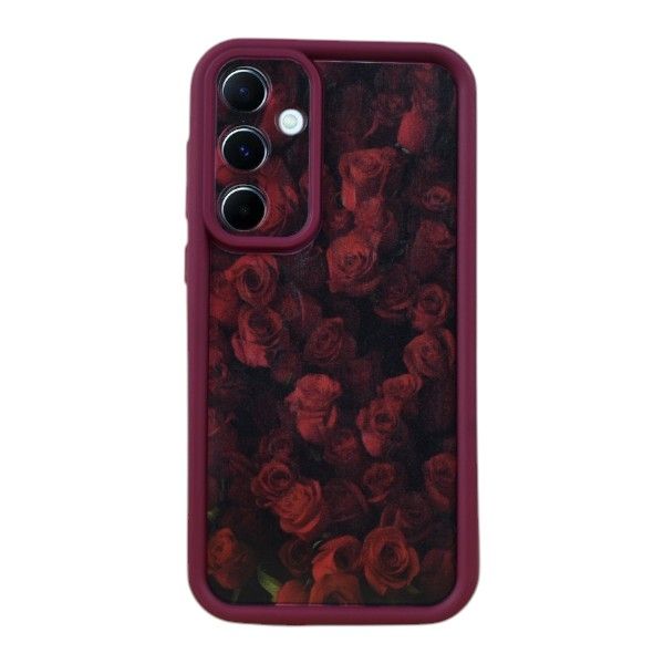 Crimson Bloom Hybrid Phone Case Compatible With Samsung A55 - Red