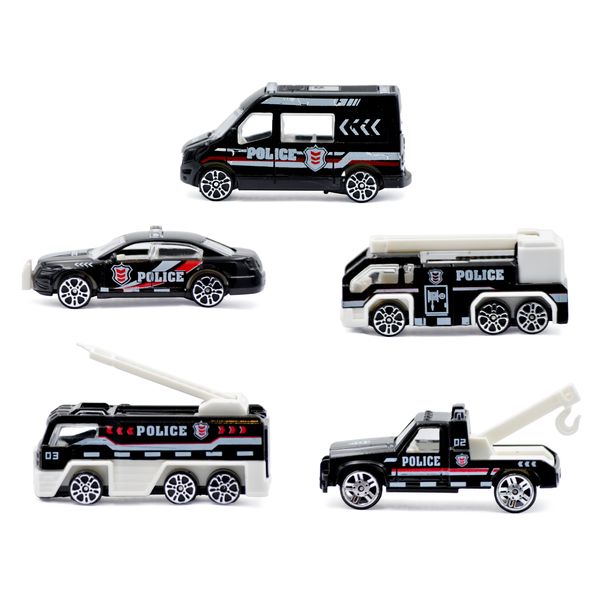 Assemble the Mini Police Crew - 5-Piece Die-Cast Police Department Vehicles