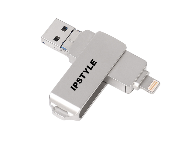 IPSTYLE 3 in 1 Flash Drive 2TB USB 3.0 Metal High Speed Memory Stick