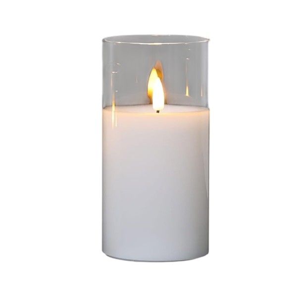 1 Piece Large Transparent LED Wishing Candle Set With Warm Lighting - Red