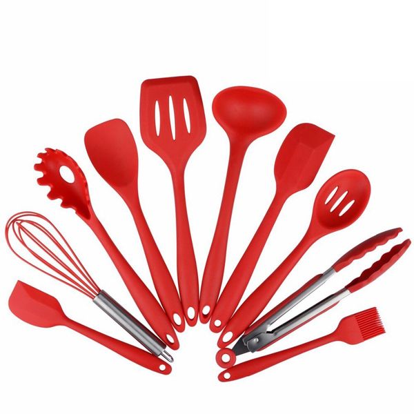 10 Piece Silicone Baking Utensils Set - Red