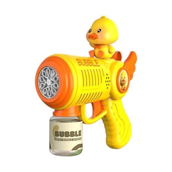 Vibrant Cartoon Duck Multi-Bubble Gun Blower Toy - Yellow