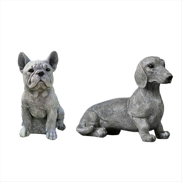 Meditation Dog Statue Ornaments Sitting Dog Resin Gardening Craft