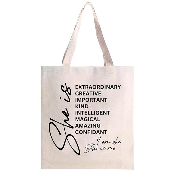 She Is Women's Day Custom Printed Tote Bag (31cm x 35.5cm)