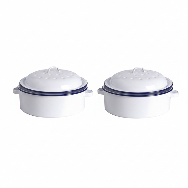 Enamel Round Roaster 20cm - Durable for Roasting and Baking - 2 Pack