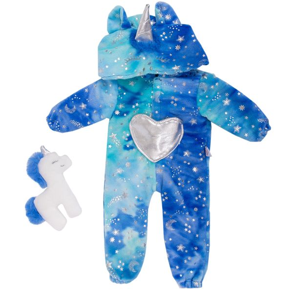 DesignaFriend Fly Away Unicorn Onesie Outfit for 18inch - 46cm Fashion Doll