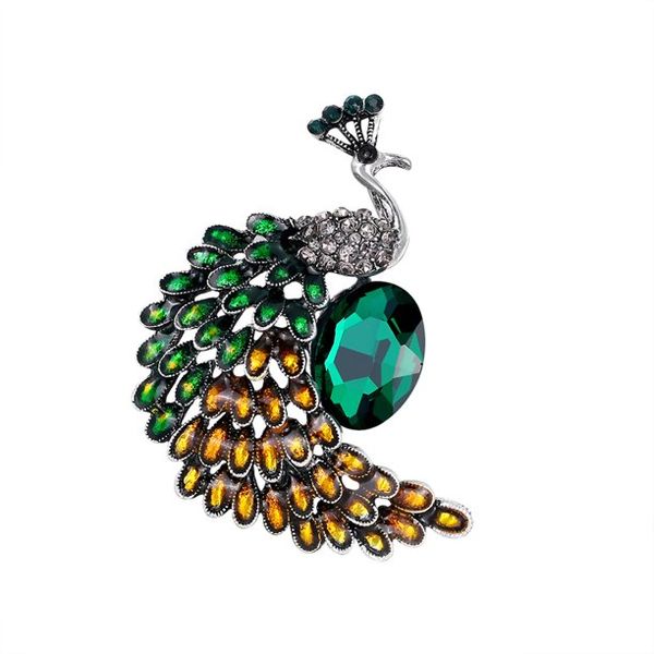 Stylish Rhinestone Peacock Brooch