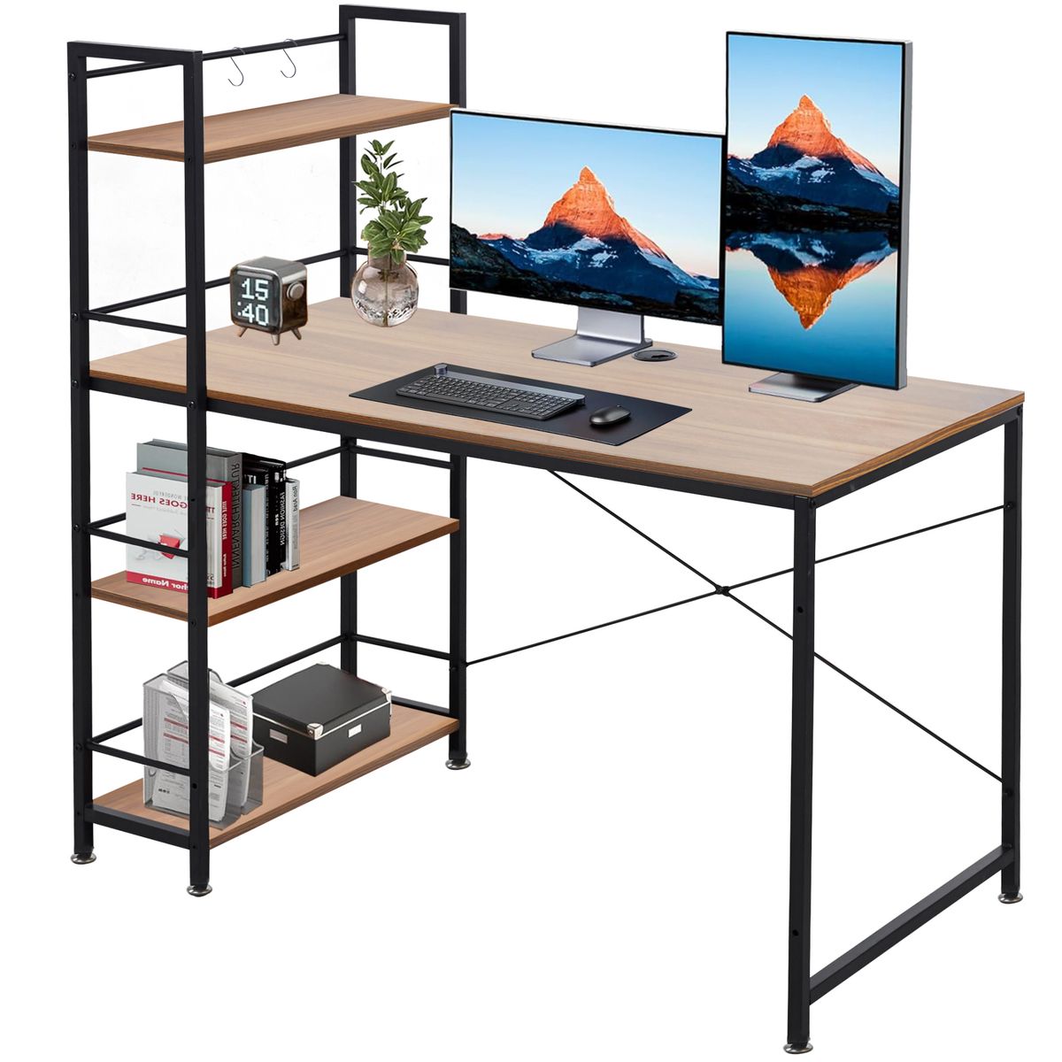 Work Desk Office Study Desk Computer Workstation Gaming Table with Shelves
