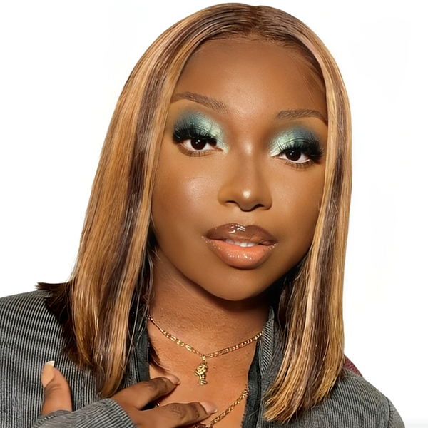 Black In P427 Color 12 inch Straight Wig Free Parts 13x4 Glueless Peruvian