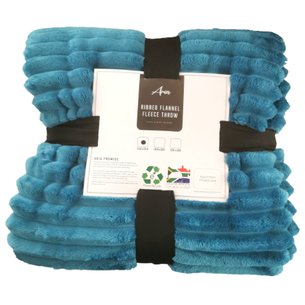 Ribbed Flannel Fleece Throw - 180x200cm