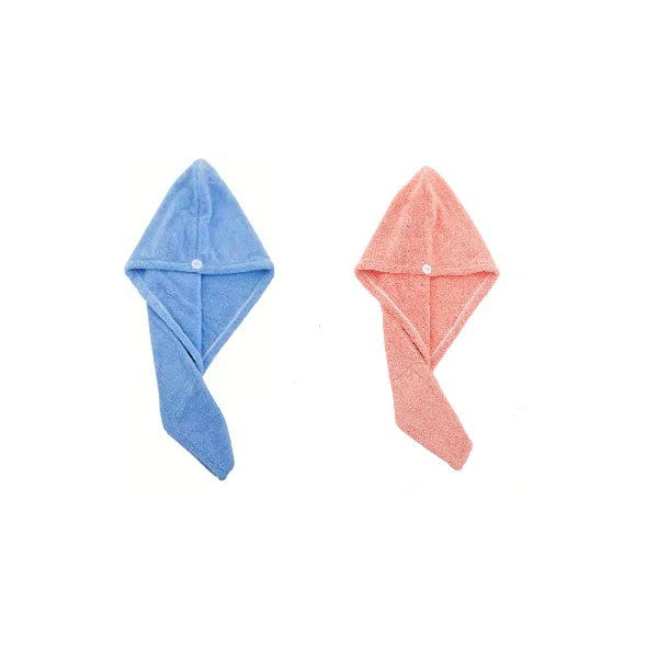 2 Piece Pure Color Hair Towel Caps Microfiber Fast Drying Towels Bath Wrap